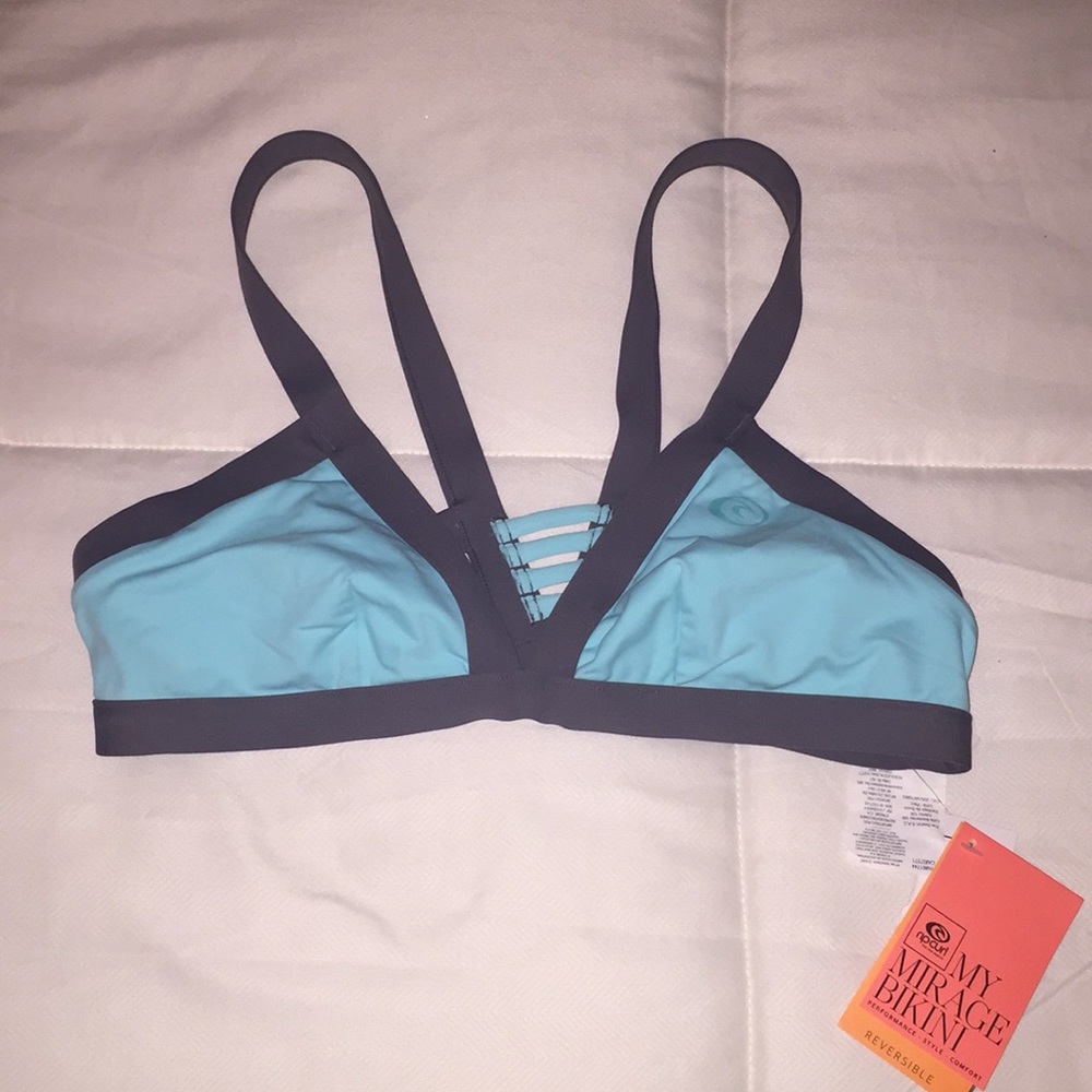 Rip Curl Aqua and Grey Bikini Top